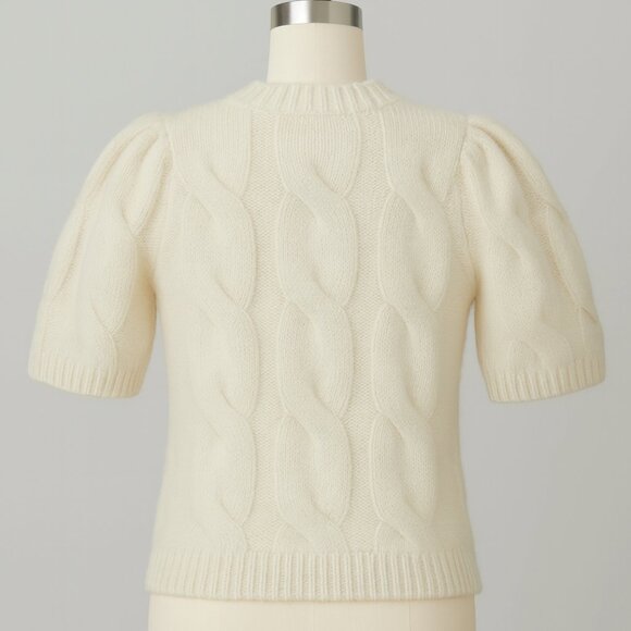ANINE BING Brittany Cable Stitch Sweater Ivory, M - Picture 7 of 12